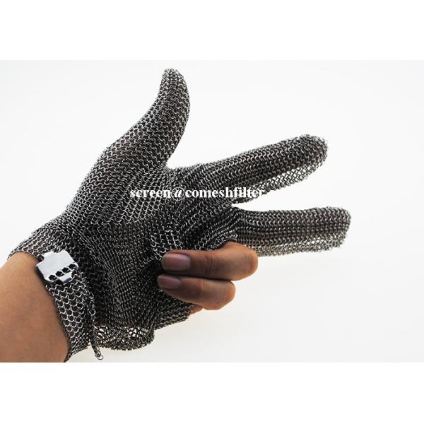 Three Fingers 304L Butcher Stainless Steel Gloves With Hook Strap