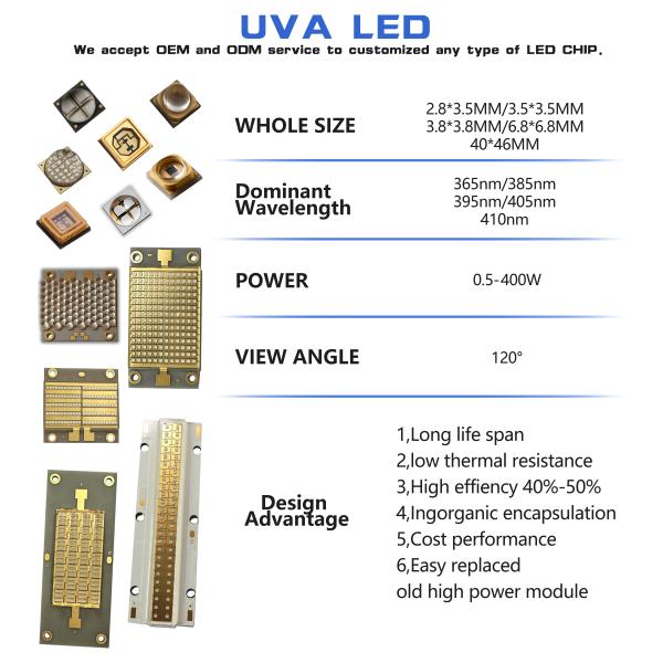 365-395nm Smd Cob Led Chip 3w 50w High Power