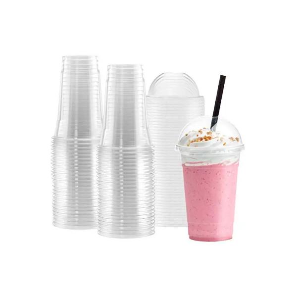 PET PLA Plastic Cups With Lids 100% Biodegradable Transparent Cold Food 16oz
