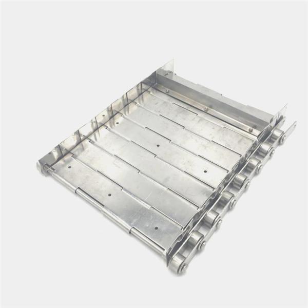 Light Grey Stainless Steel Plate Link Conveyor Belt With Baffle