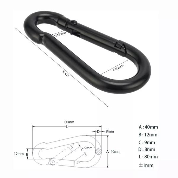 Precision Casting Technology Stainless Steel Snap Hook with Black Zinc Plated Spring Hook