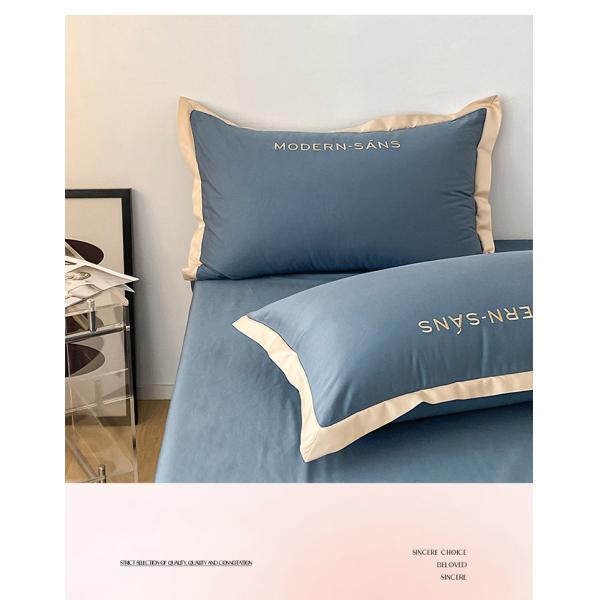 2023 Style Grade A 100% Cotton 4pcs Bedding Set with Embroidered Corner Matching Process