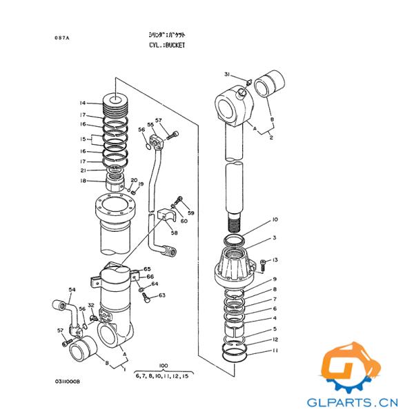 EX120 EX120-1 Hydraulic Bucket Cylinder Assy 418-7913 For Hitachi Excavator Parts