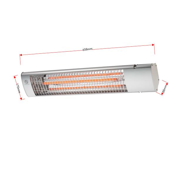 IP65 1800W Electric Patio Heater Infrared Radiant Heat Carbon fiber heating element Wall-Mounted/free standing outdoor