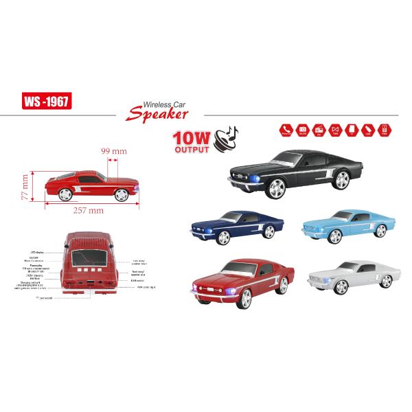 Waterproof Portable Car Shape LED Light Wireless Music BT Speaker With TF And Battery