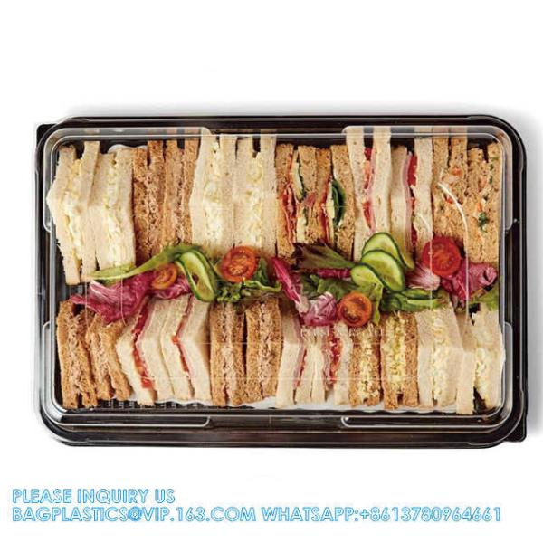Rectangle Cake Platter With Lid Reusable Buffet Catering Sandwich Trays Disposable Food Snack Party Platter Lid