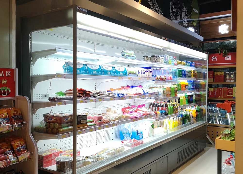 China Open Air Commercial Beverage Fridge Vertical Air Curtain Merchandisers wholesale