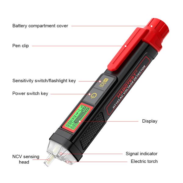 HT103 Voltage Tester 12-1000V Non-Contact Waterptoof Digital AC Voltage Detector Electrical Tester With LCD Display