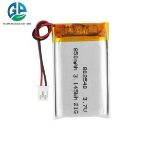 China High Capacity 3.7V 850mAh Lithium Ion Polymer Battery Rechargeable Lipo 3.7v 802540 Battery 850mah wholesale
