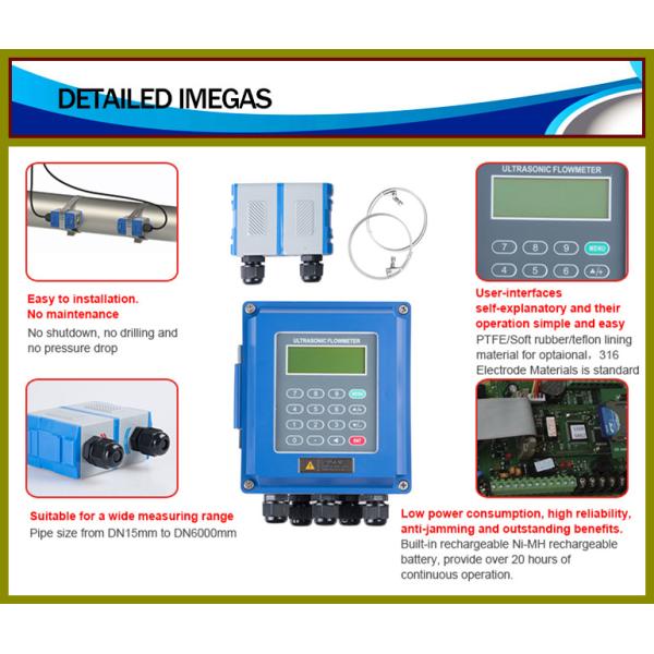 Wall Mounted Digital Ultrasonic Flow Meter DN80-DN200 4-20mA Relay Alarms Ultrasonic Depth Sensor