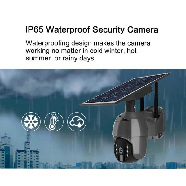 2K Solar Security Camera Outdoor WiFi Surveillance Spotlight 4MP Pan Tilt