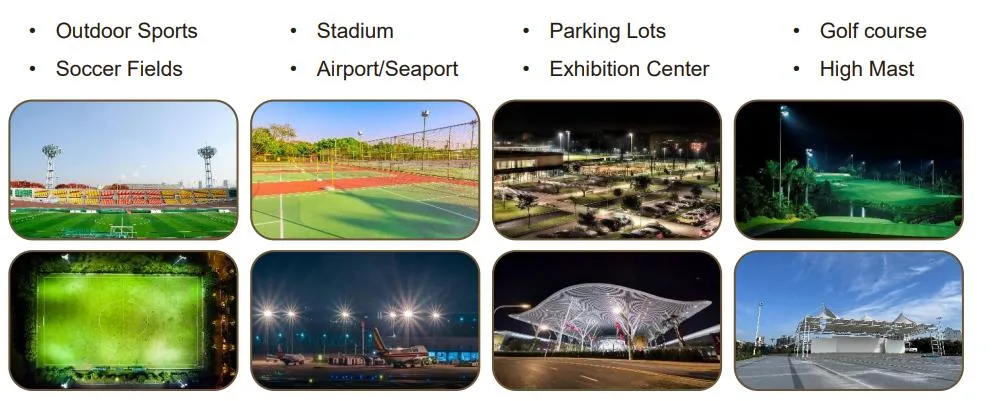LED Flood Light High Mast Lights CE, RoHS, ETL, FCC IP65 Ik10 Waterproof 155lm/W 1000W Dimmable Outdoor Square
