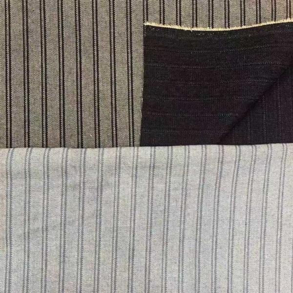 Yarn Dyed Print Striped Denim Cotton Fabric For Jeans Indigo Blue