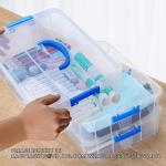 3-Tier Plastic Storage Containers With Lids, Handled Art Supply Craft Organizer