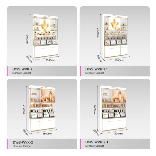 Beauty Store Rack White Wooden Skincare Cabinet With Light Box For Multi-Functional Store Furniture And Luxury Display Cabinet