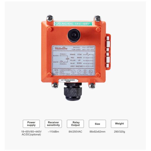 2 Keys Telecrane F21-2S Push Button Hoist Winch Wireless Crane Remote System