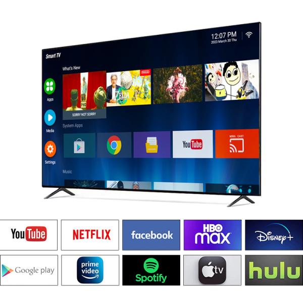 Google System 55 Inch LED TV Tempered Glass HD Smart TV Standard Bezel