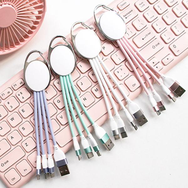 Portable 17cm 3 in 1 keyring charging cable USB 2.0 TPE Copper