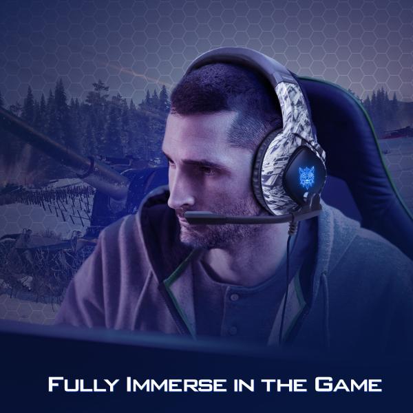 Dazzling LED Lights Ps4 Camo Wired Gaming Headphone 50mm Driver