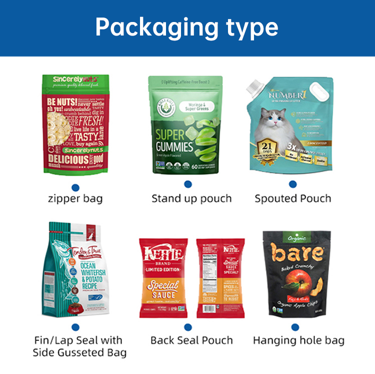 New Top Horizontal Automatic Multi-Function Stand-Up Pouch Packaging Machine For Food Chemicals Core Labeling Capping Features