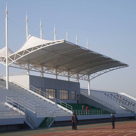 Q235B Tension Membrane Structure Architecture 0.36mm-0.6mm Roof Long Span