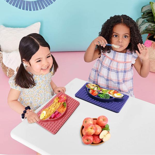 Car Shape Silicone Baby Suction Plate BPA Free Divided Dinner Plates