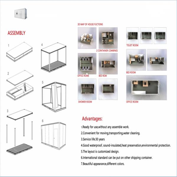 Steel Sandwich Panel Mobile Living Container House 20ft 40ft 2 Bedroom Custom Structure