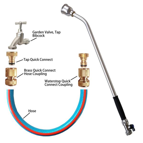 Metal Softrain Water Lance Hose Wand W/ Brass Ball Valve