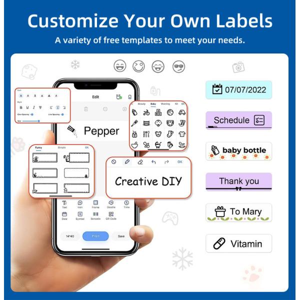 1200mA 3.7V Thermal Portable Mini Inkless Printer Sticker 203DPI