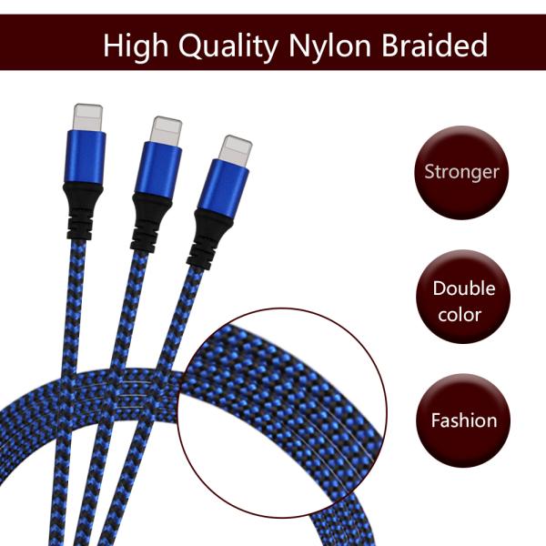 Transmission Fast Charging Data Cable For 8 Pin Devices Blue Dual Color