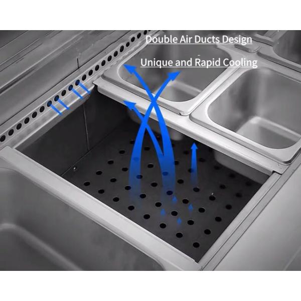 Anticorrosive SS304 Two Door Prep Fridge , 220V Stainless Steel Pizza Prep Table