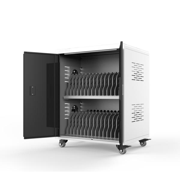 30-port laptop charging cabinet side view