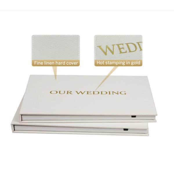 Custom MEMORIES GOLD FOIL Linen Video Book Wedding Linen Wedding Folder Booklet Mailer Postcard Video Album