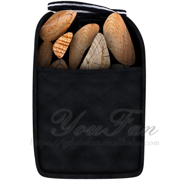 Classic Black Canvas Wood Carrying Bag Foldable For Camping / Picnic