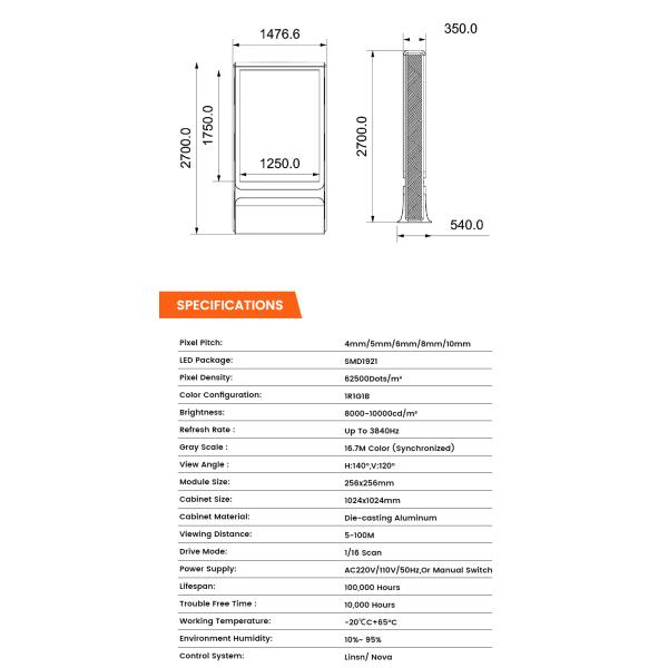 Easy installation IP65 waterproof p4 p5 p6 p8 p10 3680hz 8000nits outdoor led digital signage