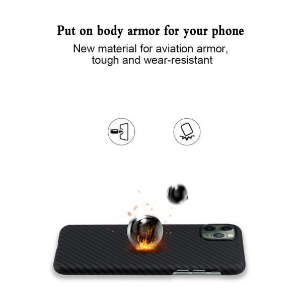 Matte Aramid Fiber Phone Case For iPhone 11 Pro Twill Style Protective Function