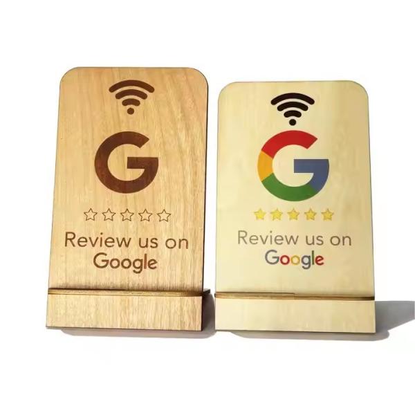 Google Review NFC Wood Stand Display Business Reviews Smart NFC Wooden Stand for Restaurant Wifi connection