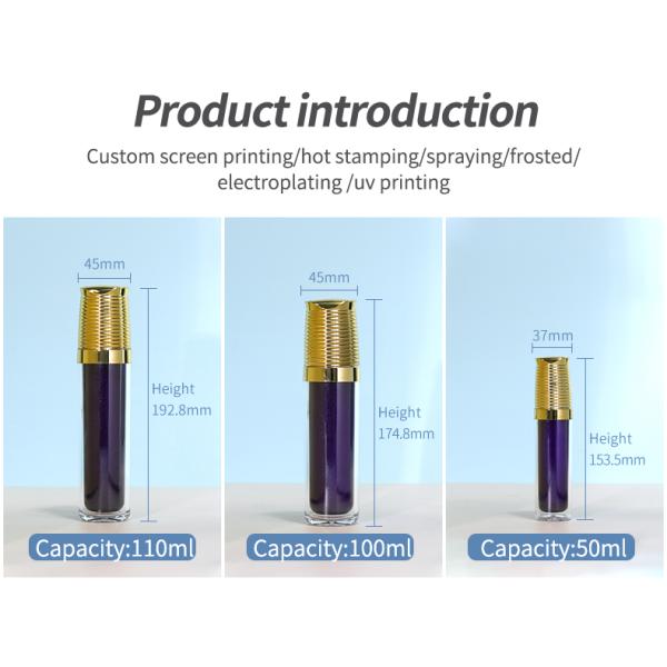 Dark Blue Acrylic Bottles 100ml 50ml Luxury For Facial Cleanser Serum Lotion And Cream