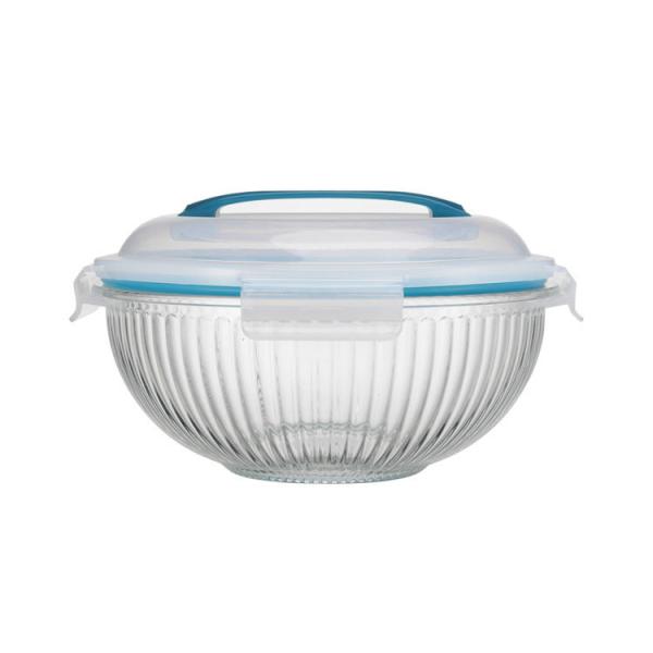 3500ml Striped High Borosilicate Glass Mixing Bowl with PP Lid