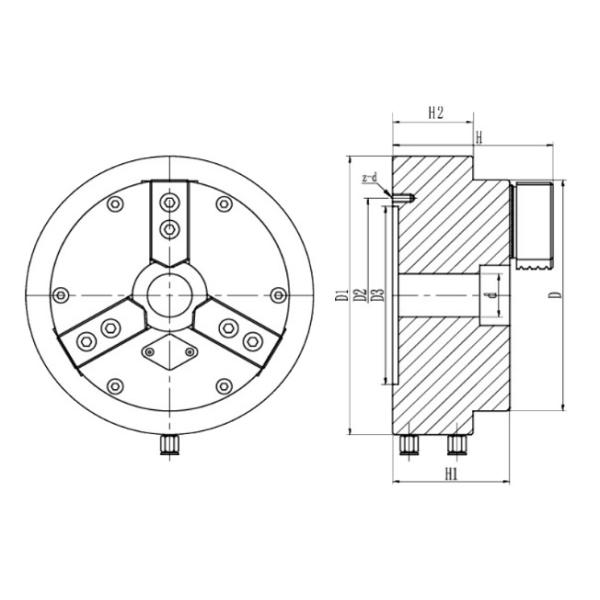 Steel Pneumatic 3 Jaw Chuck For Pipe Thread Machine Tool