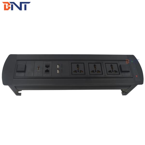 aluminium alloy shell 360 degree electric rotary desktop socket for conference table with network connector usb charging