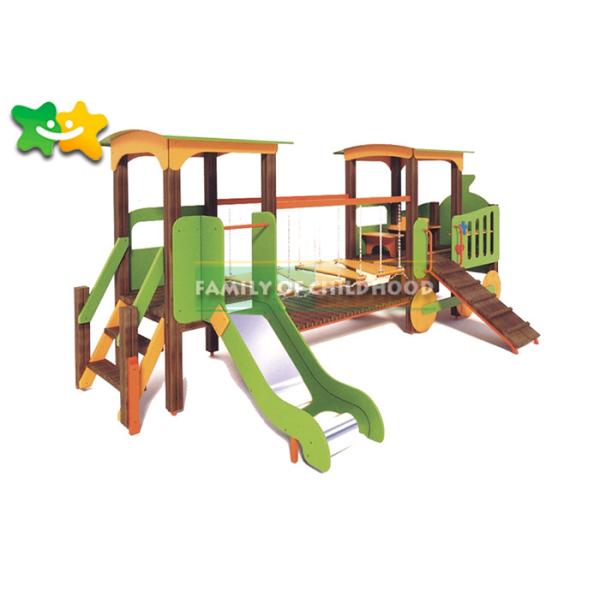 PE Board Wooden Playground Slide Security Oriented High Strength For Outdoor