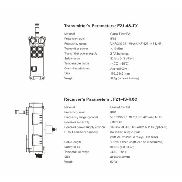 Telecontrol Industrial Crane Remote Control System 4 Single Buttons Telecrane F21-4S