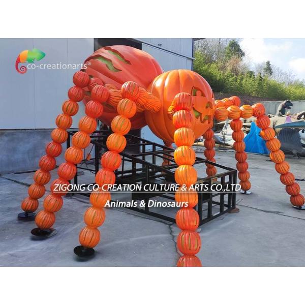 Customizable Fiberglass Animatronic Halloween Pumpkin Spider For Halloween Festival