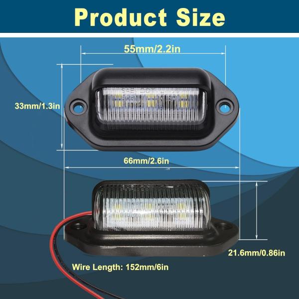 12V-24V DC Waterproof Plate Light Lamp Taillight For Truck SUV Trailer Van RV Boats as Step Courtesy Light Plate Light