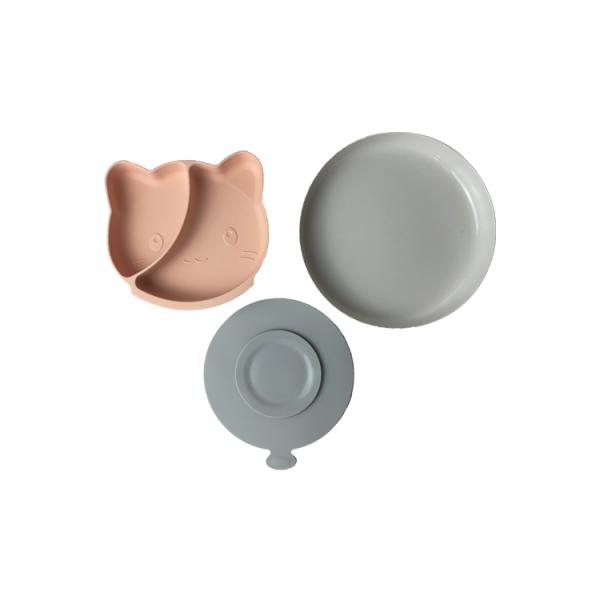 BPA Free Silicone Baby Tray Cat Shape Tableware Feeding Plate Customized