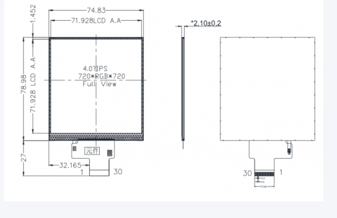 3.95 Inch 720x720 Resolution TFT LCD Touch Screen with 300 Cd/m2 Brightness