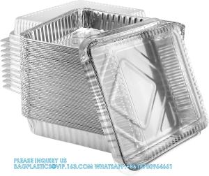 China Heavy Duty Square Aluminum Oblong Tin Foil Pans With Plastic Covers Food Storage Tray Extra-Sturdy Containers wholesale