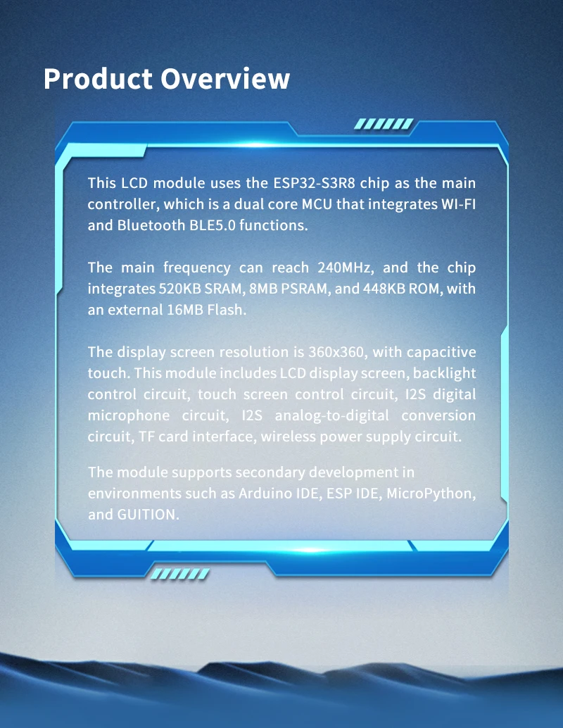 1.8 Inch Super Thin HMI Display Module with ST77916 Driver Wide Viewing Angle