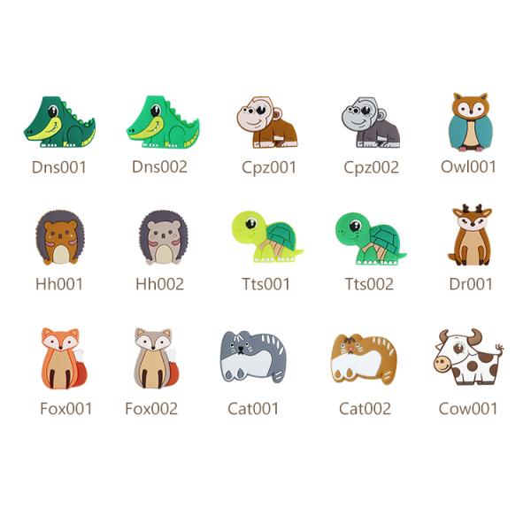 Small Silicone Animal Beads , Silicone Beads Baby Teether For Necklace Chains Bracelet